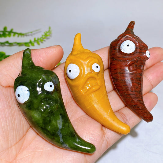 3.2" Natural Gemstone Crystal Chili Carving Wholesale