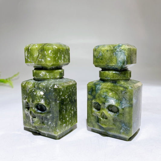 3.5" Natural Serpentine Poison Bottle Carving for Halloween Wholesale