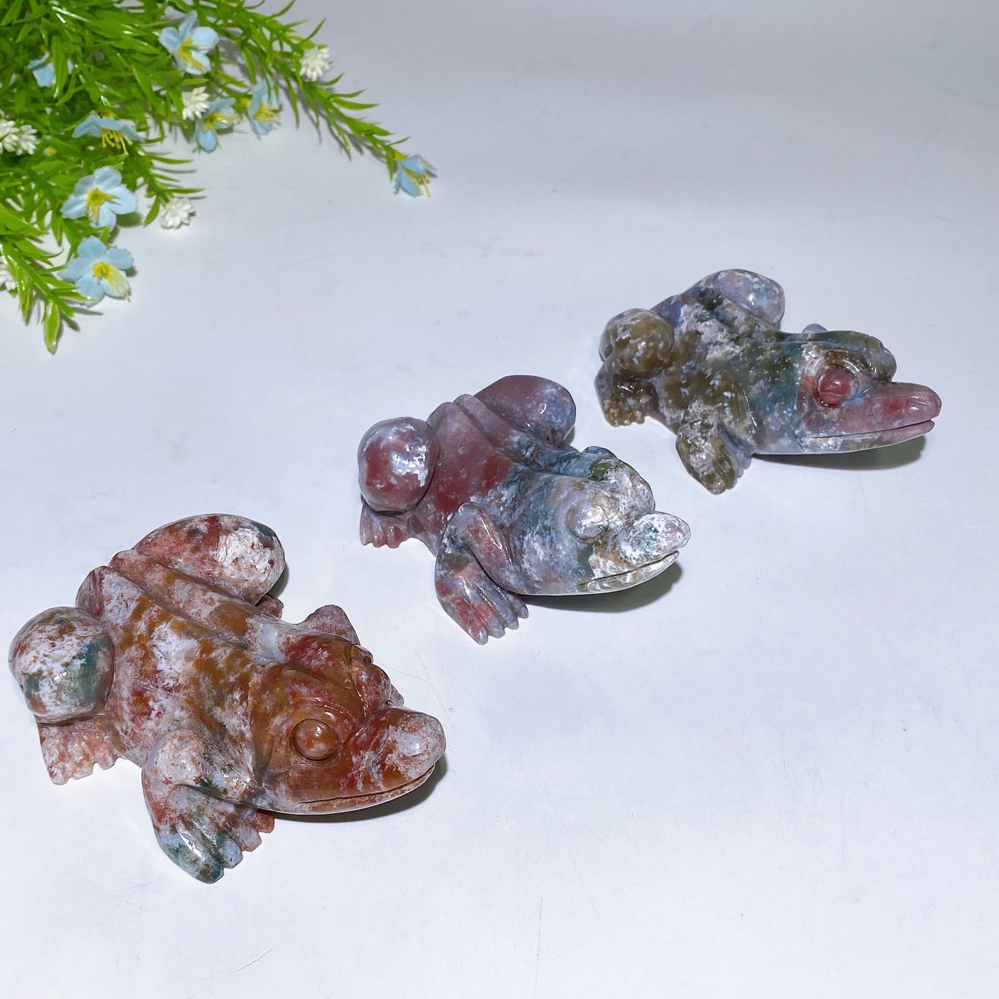 4.0"-4.2" Ocean Jasper Frog Carving Crystal Healing Bulk Wholesale