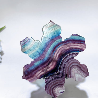 Rainbow Fluorite Snowflake Christmas Tree Carving with Stand Crystal Healing Bulk Wholesale