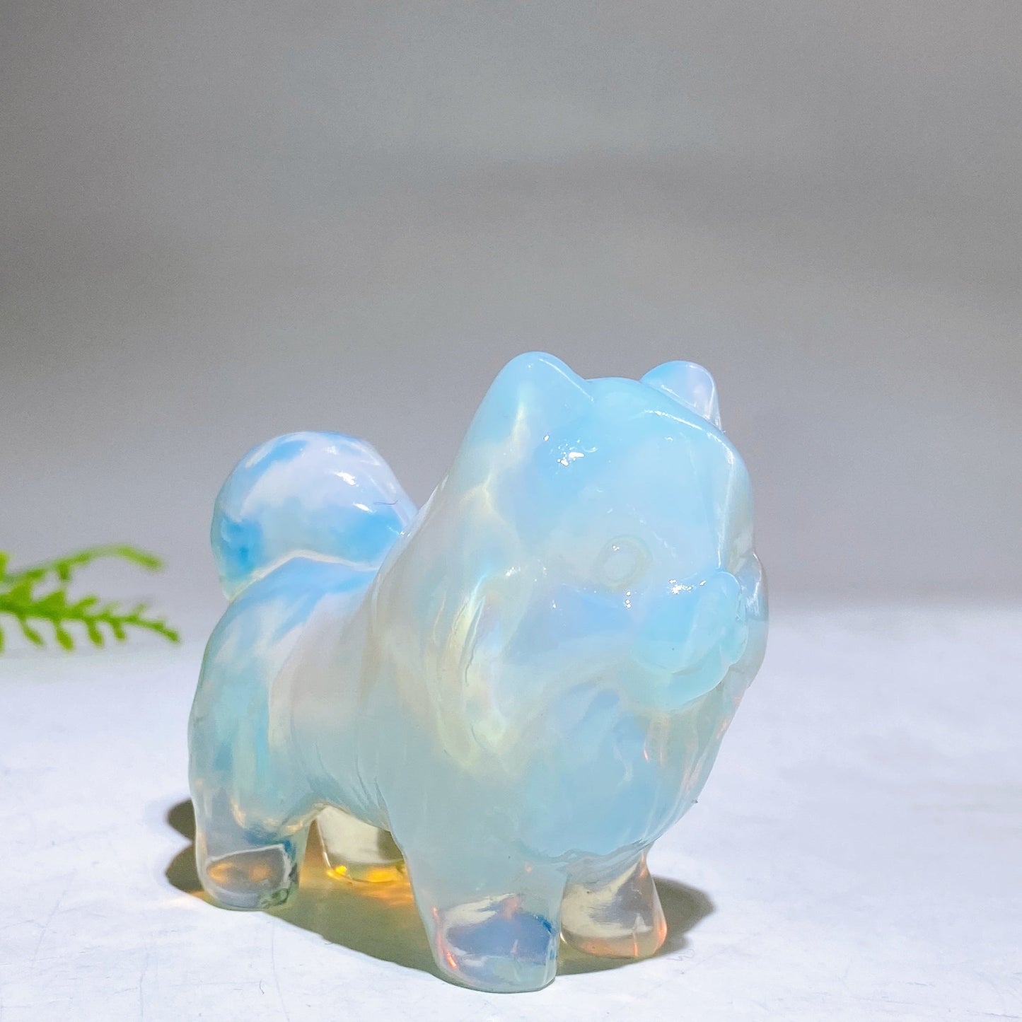 2.2" Naturla Crystal Pomeranian Dog Carving Wholesale