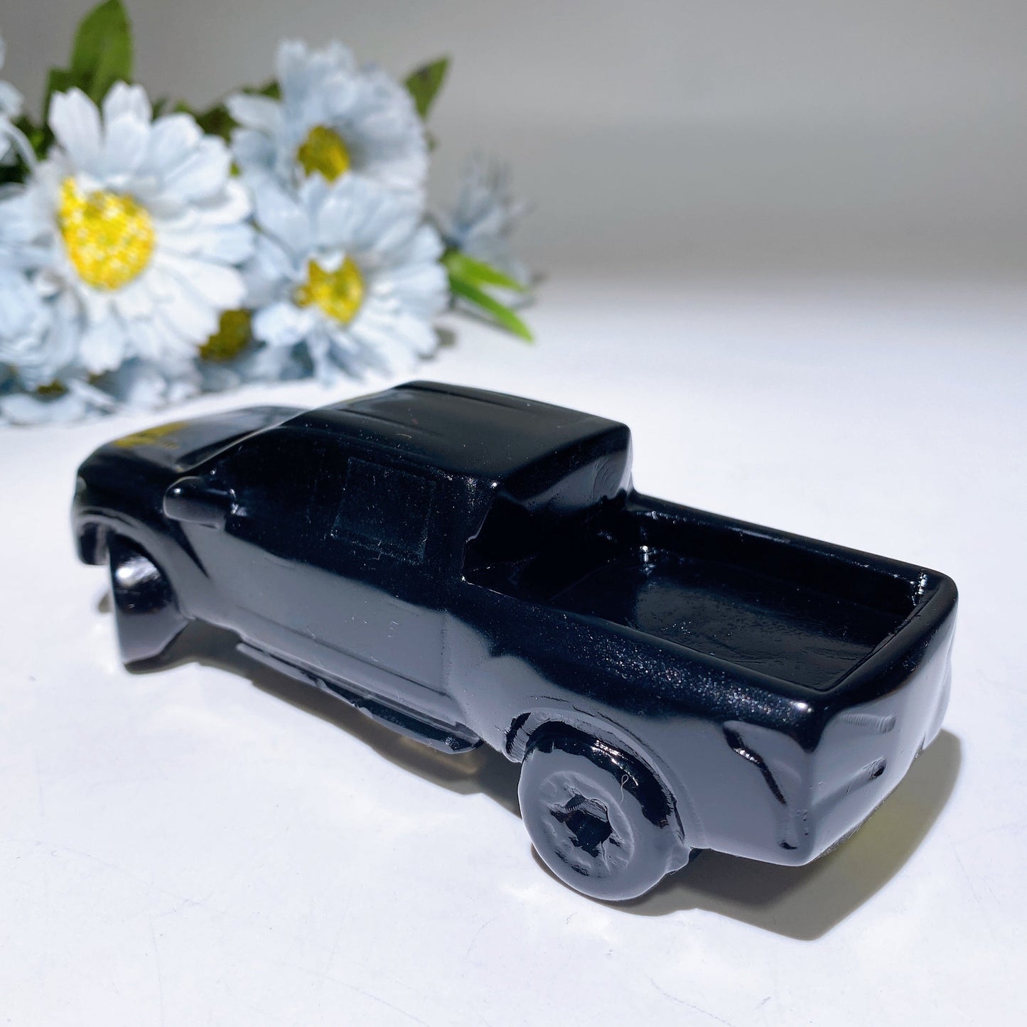 5.4" Black Obsidian Pickup Truck Carving Crystal Healing Bulk Wholesale