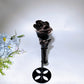 Silver Obsidian Skull Flower Carving with Stand Crystal Healing Bulk Wholesale