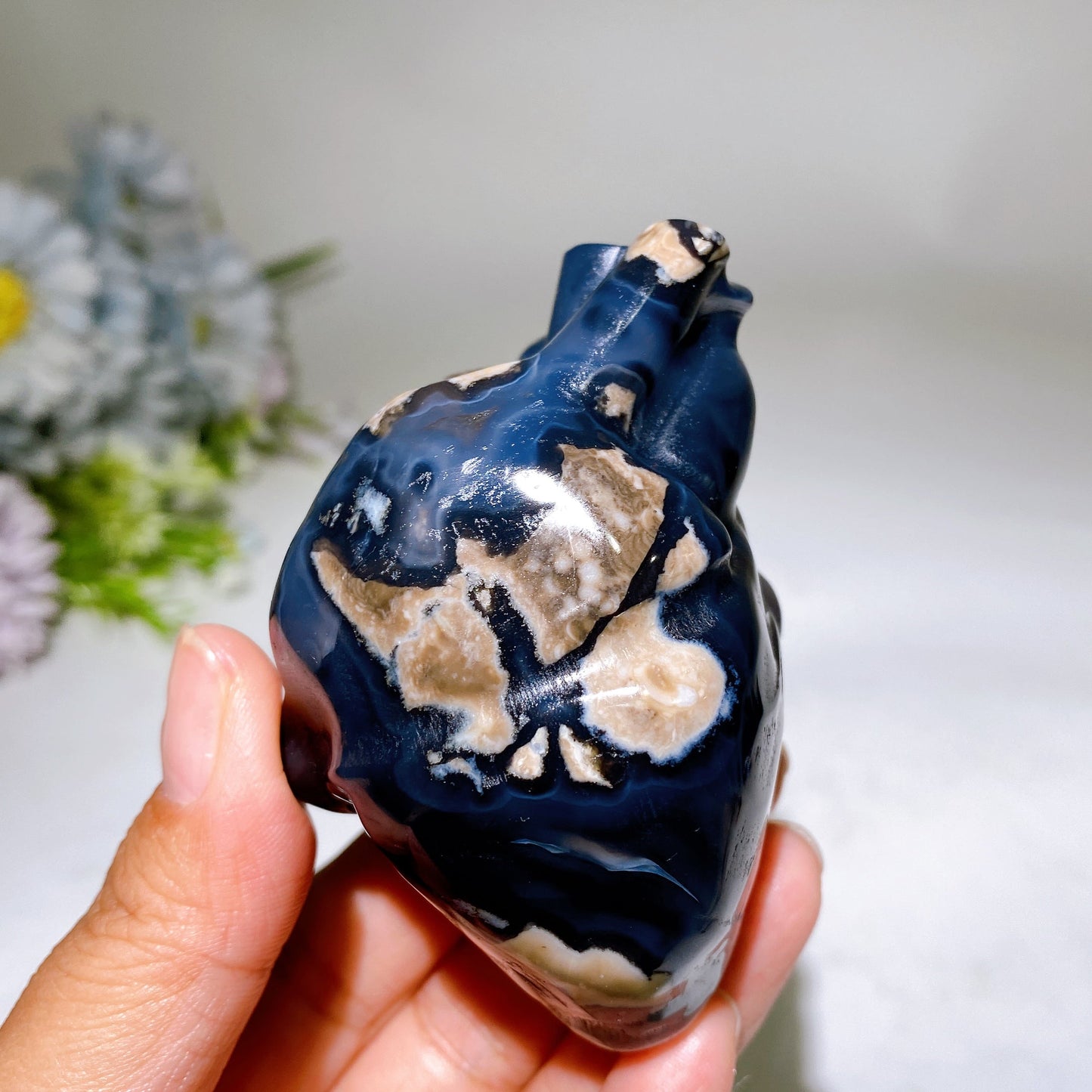 3.1" Volcanic Agate Heart Carving Crystal Healing Bulk Wholesale