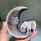 3.3" Silver Obsidian Moon Carving Crystal Healing Bulk Wholesale