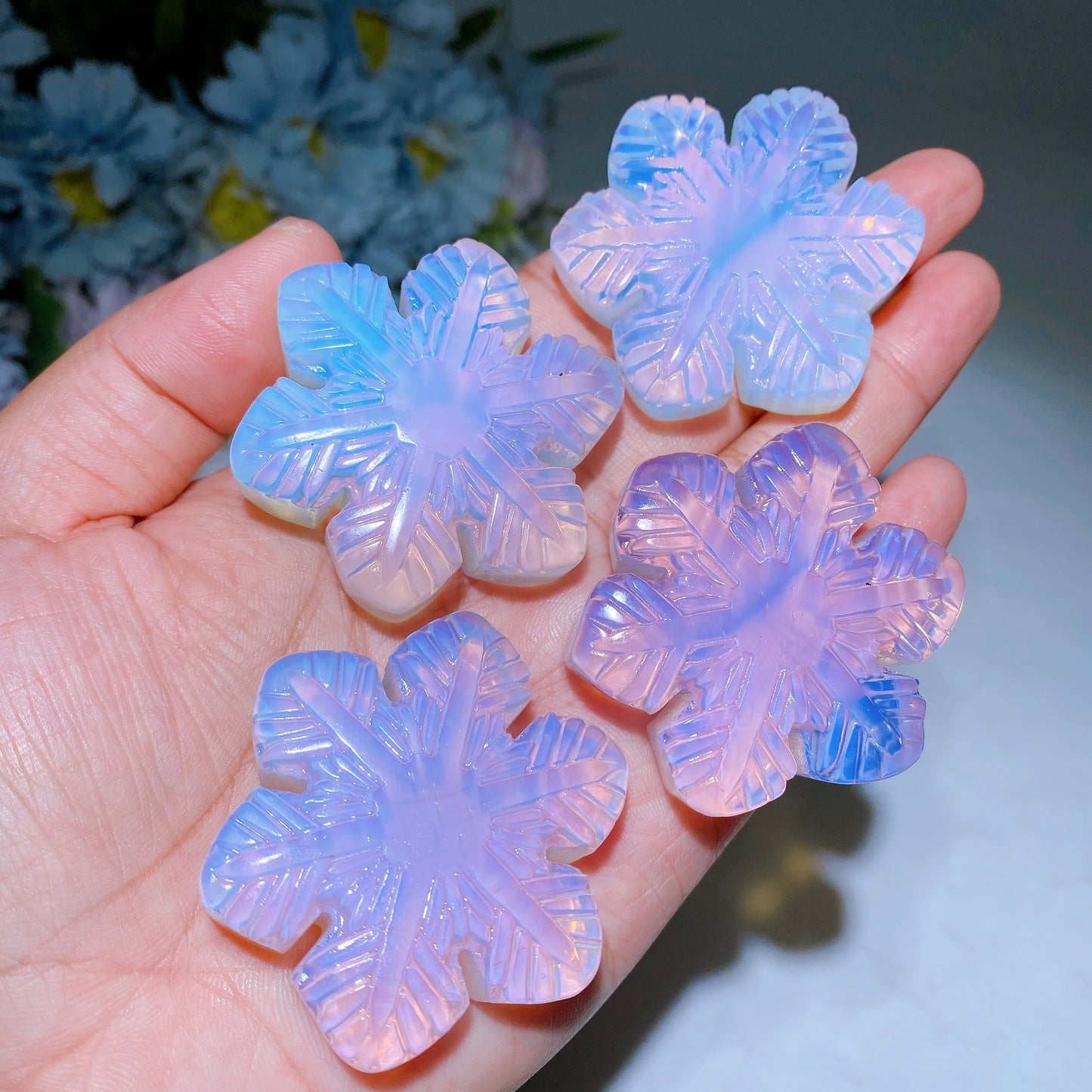 1.9" Opalite Snowflake Carving Crystal Healing Bulk Wholesale