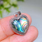 Cooper Silver Plated Abalone Shell Heart Pendant Crystal Healing Bulk Wholesale