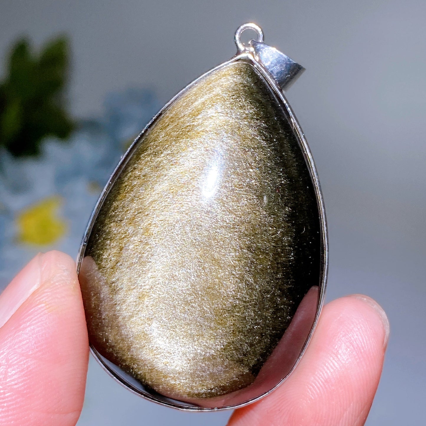 Cooper Silver Plated Golden Obsidian Drop Pendant Crystal Healing Bulk Wholesale