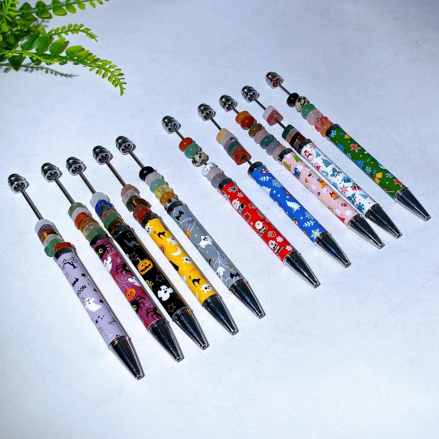 Twist Ballpoint Pen with Natural Crystal Beads for Halloween Christmas Wholesale