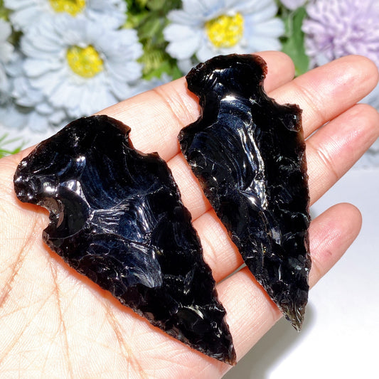 7-10cm Raw Black Obsidian Spear Head Carving Crystal Healing Bulk Wholesale