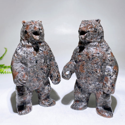 5.8" UV Reactive Natural Yooperlite Bear Carving Wholesale
