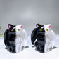 2.7" Half Black Painting White Jade Cat with Wings Carving for Halloween Wholesale