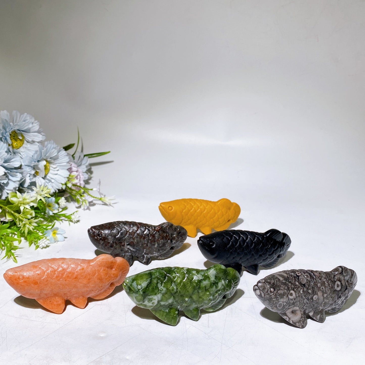 3.9" Crystal Asian Arowana Crystal Fish Carving Crystal Healing Bulk Wholesale