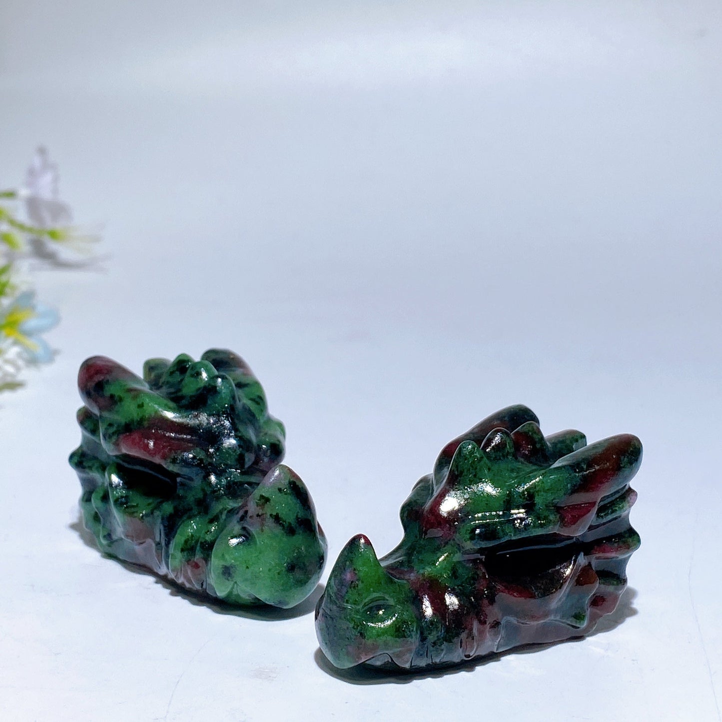 1.9" UV Reactive Ruby In Zoisite Dragon Head Carving Crystal Healing Bulk Wholesale