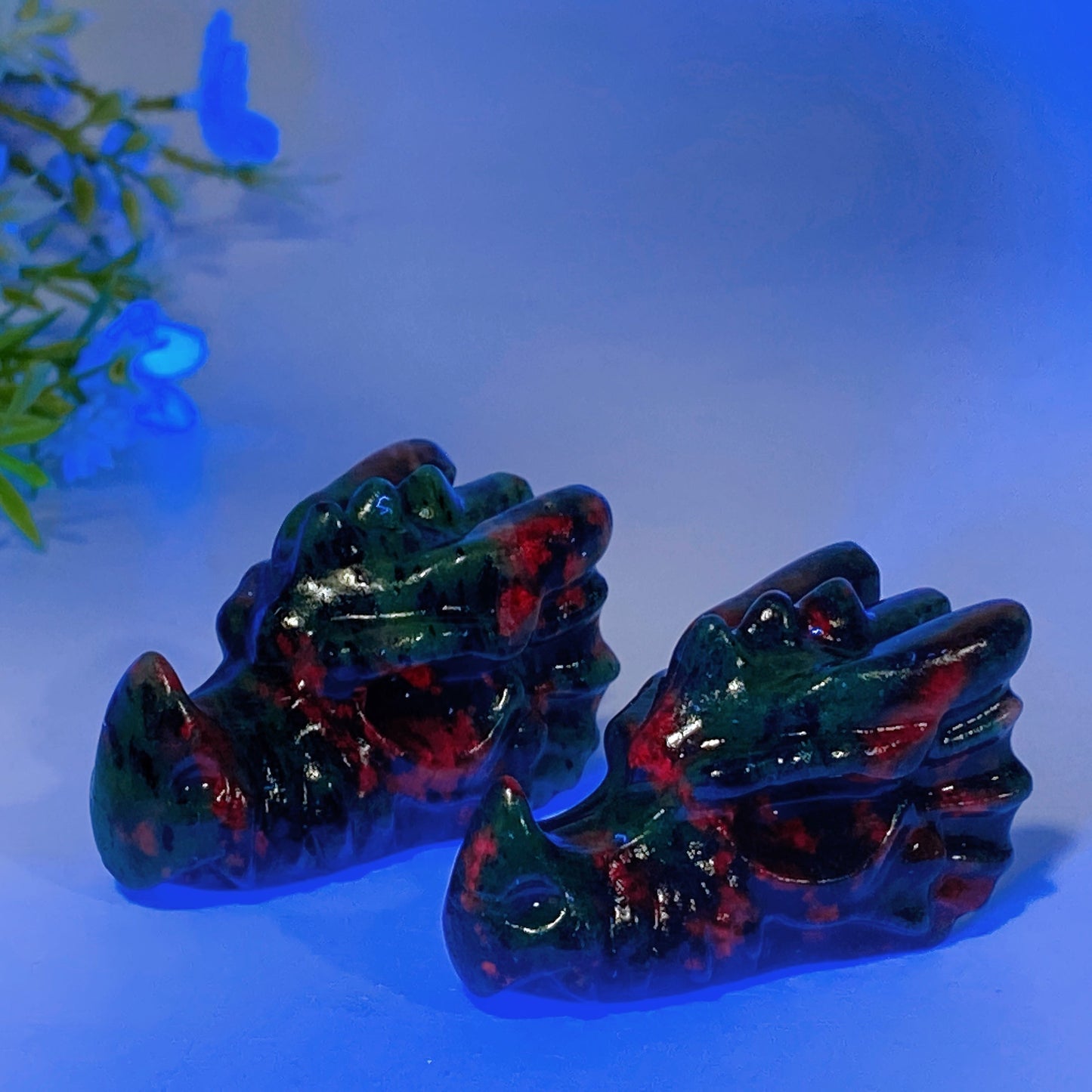 1.9" UV Reactive Ruby In Zoisite Dragon Head Carving Crystal Healing Bulk Wholesale