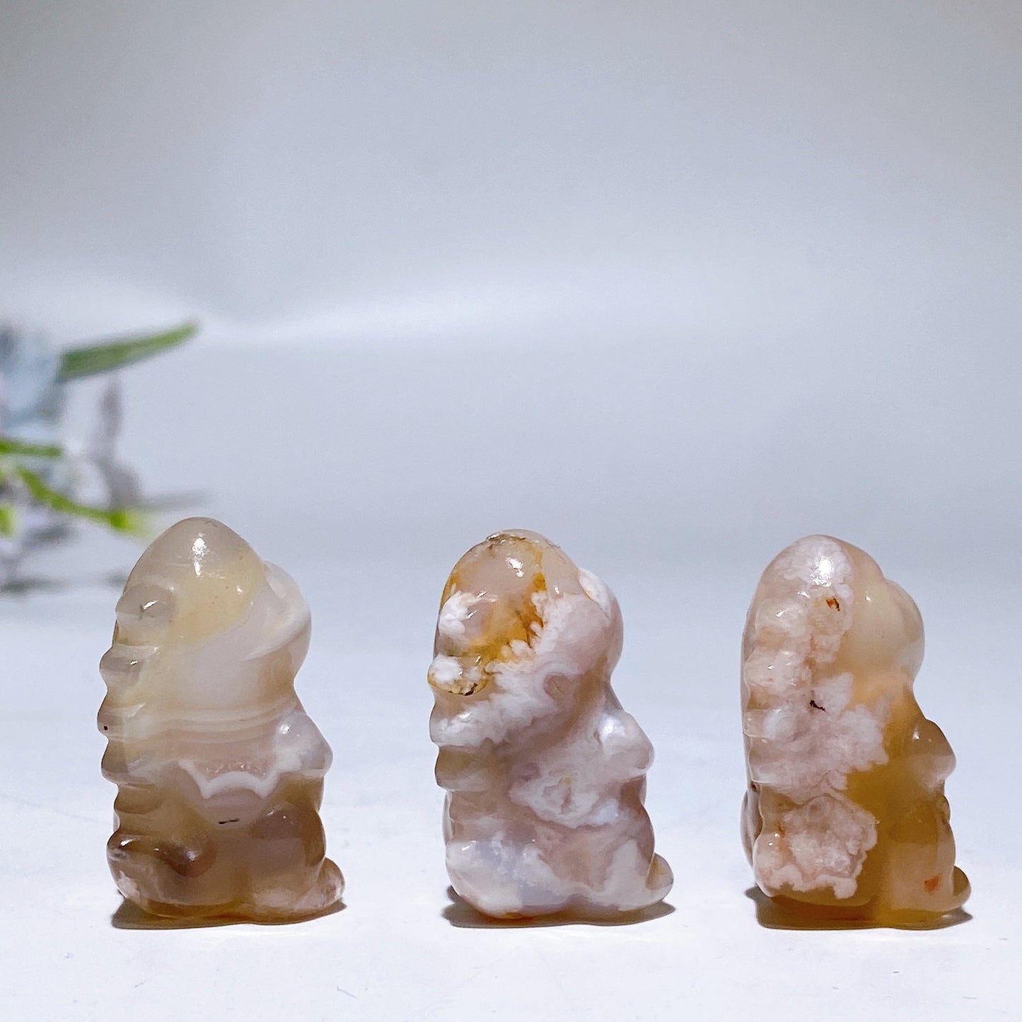 1.2" Mini Flower Agate Dinosaur Carving Crystal Healing Bulk Wholesale