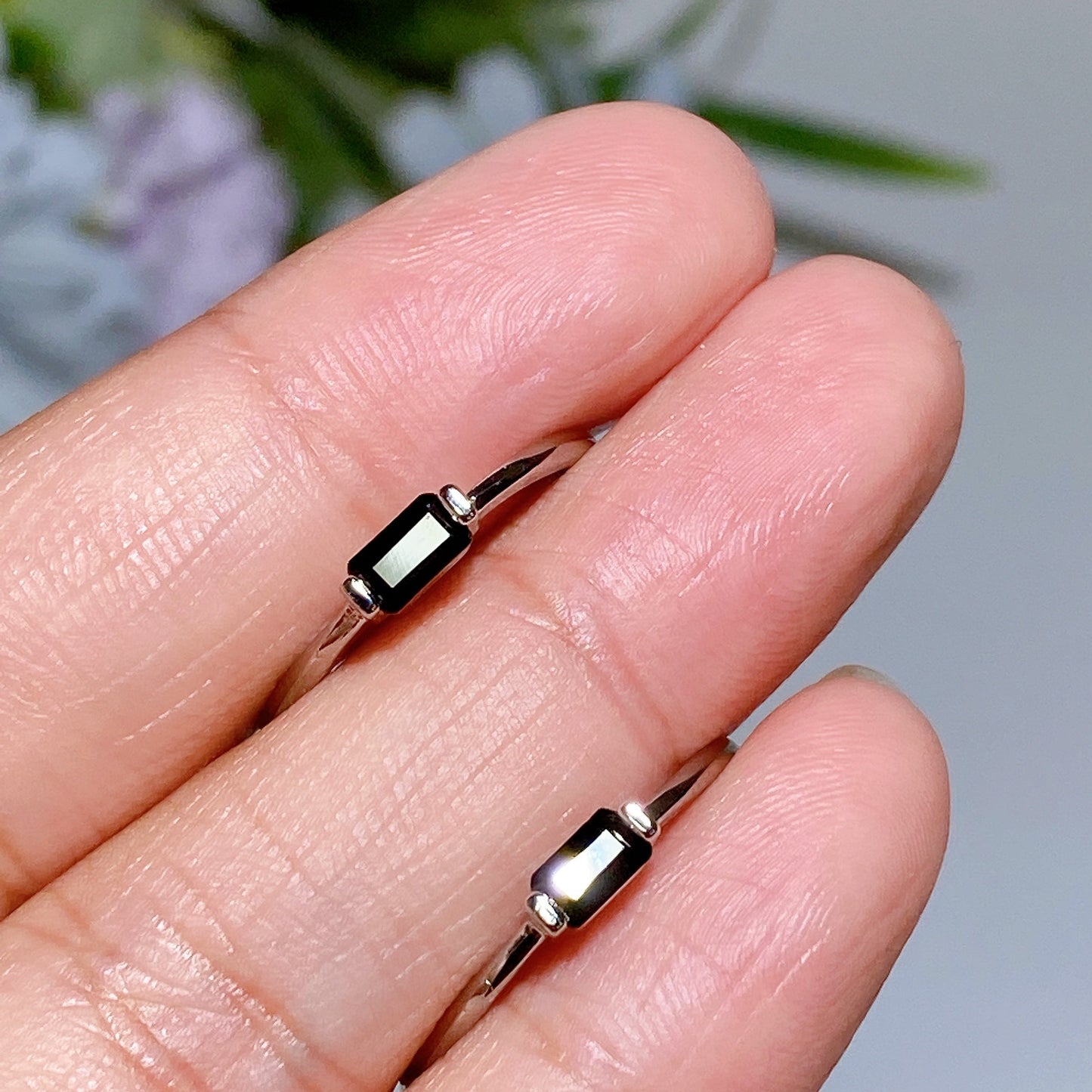 Cooper Silver Plated Black Spinel Ring Crystal Healing Bulk Wholesale