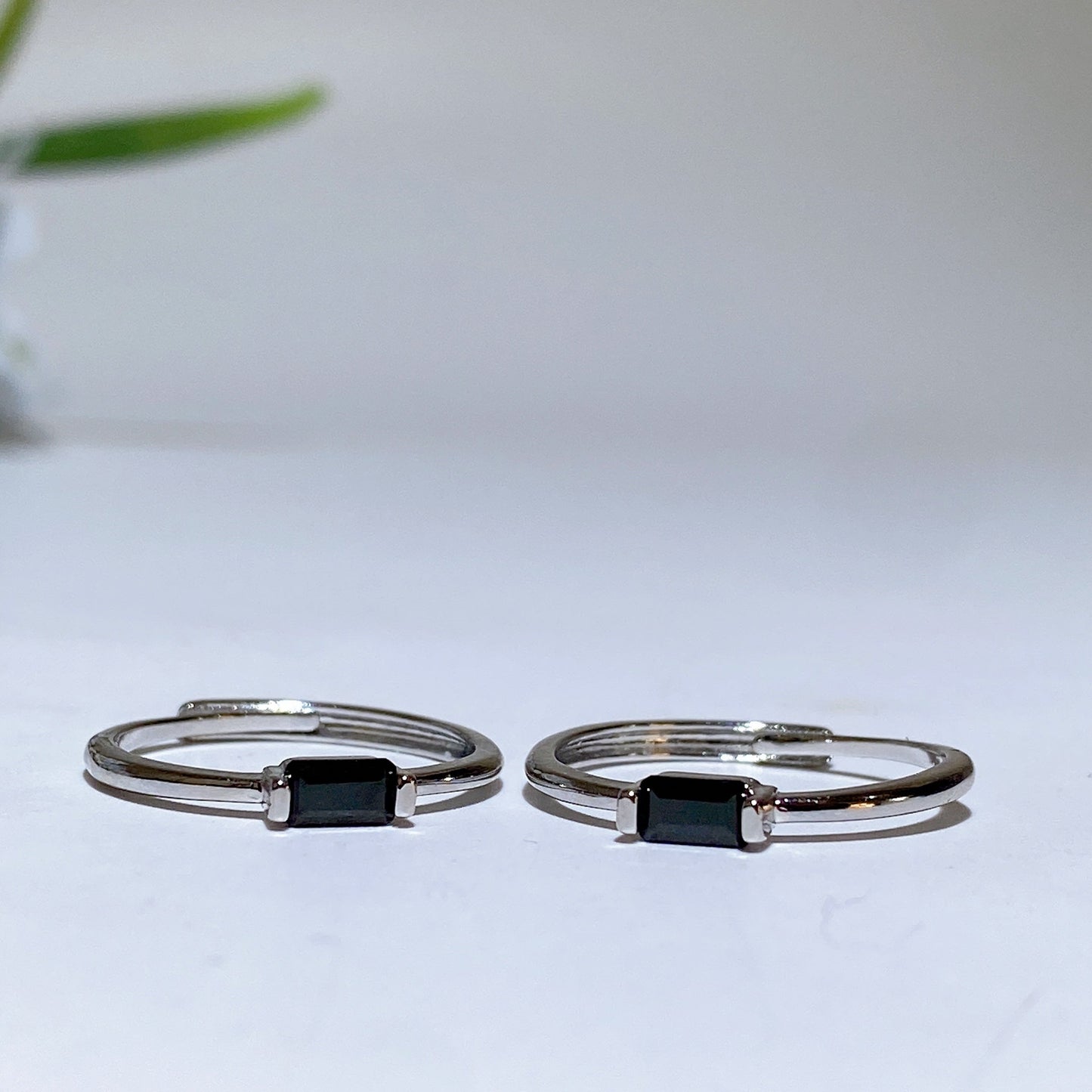 Cooper Silver Plated Black Spinel Ring Crystal Healing Bulk Wholesale