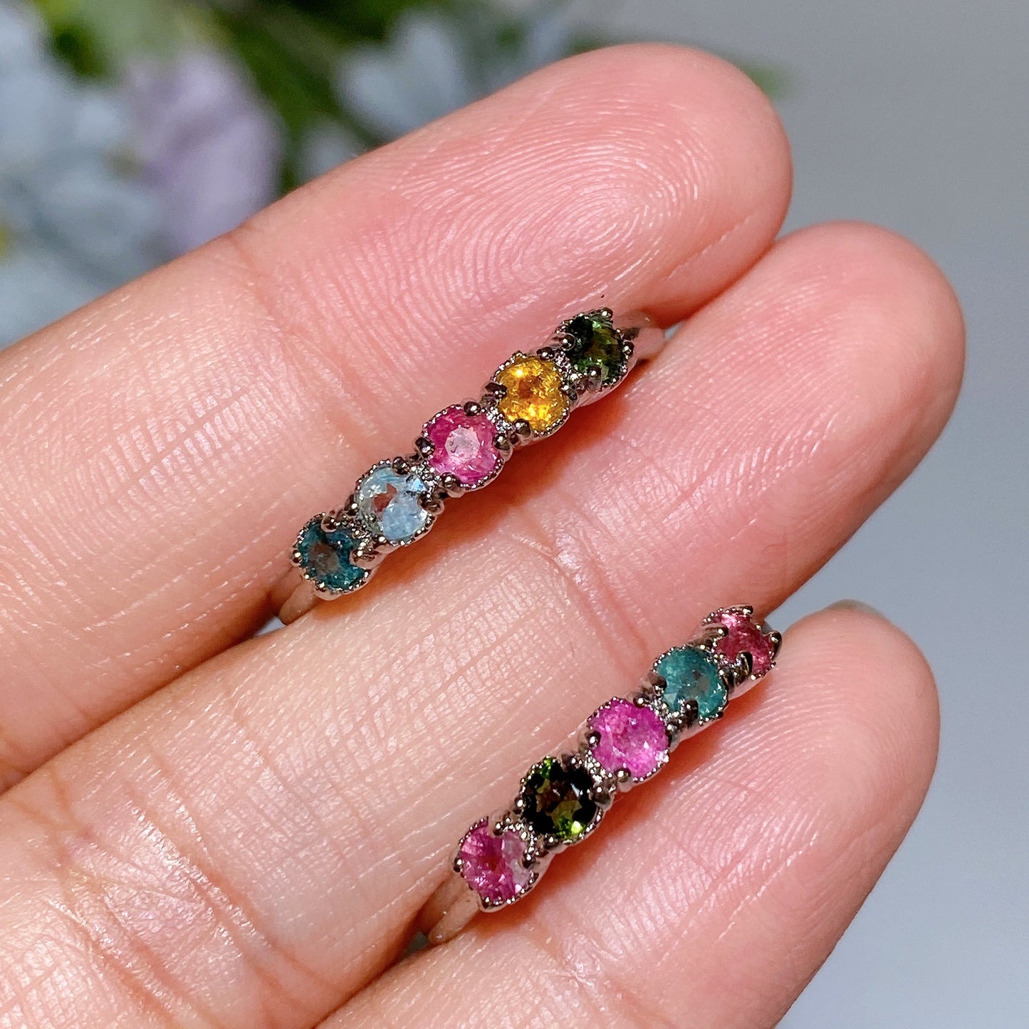 Cooper Silver Plated Tourmaline Ring Crystal Healing Bulk Wholesale