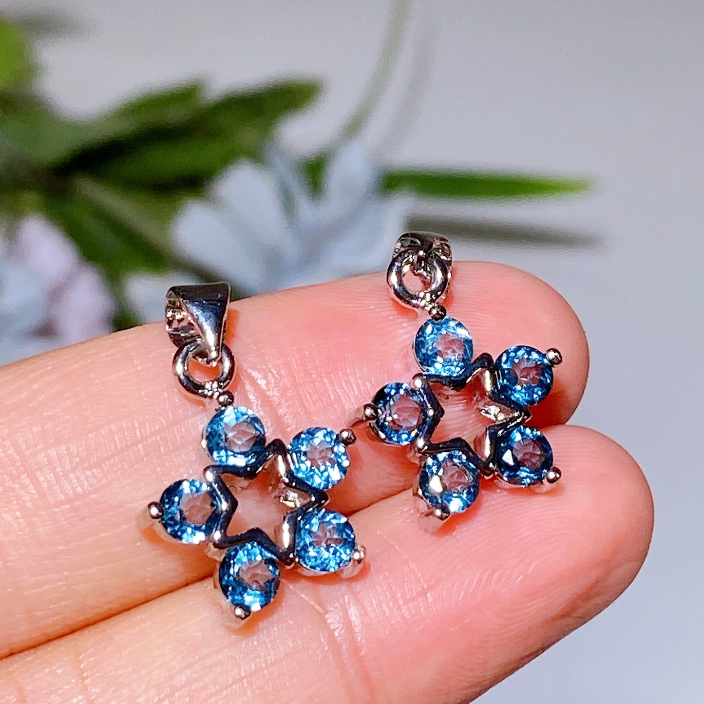 Cooper Silver Plated Blue Topaz Pendant Crystal Healing Bulk Wholesale