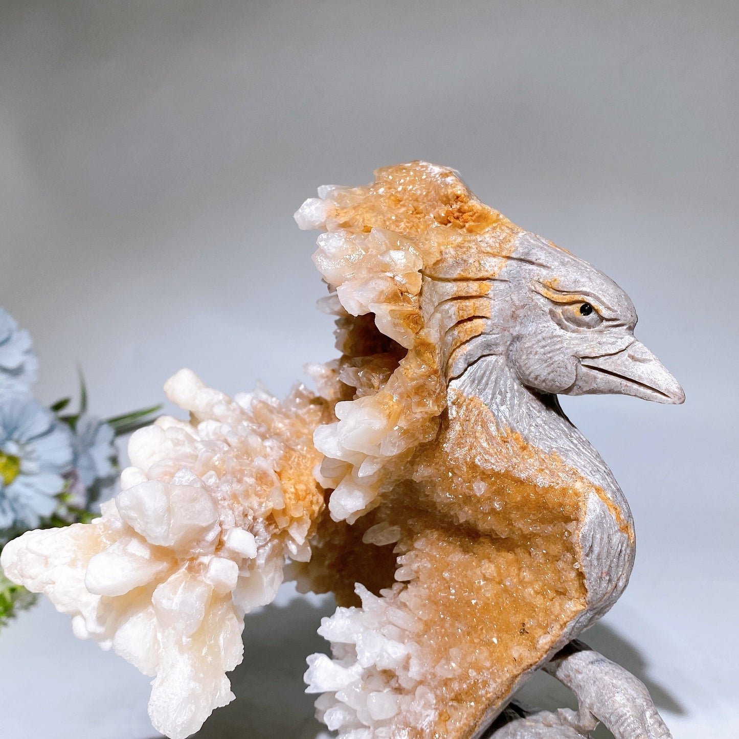 20cm Unique Calcite Cluster Phoenix Carving Crystal Healing Bulk Wholesale