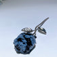 Crystal Rose Flower Carving with Silver Metal Steam Crystal Healing Bulk Wholesale