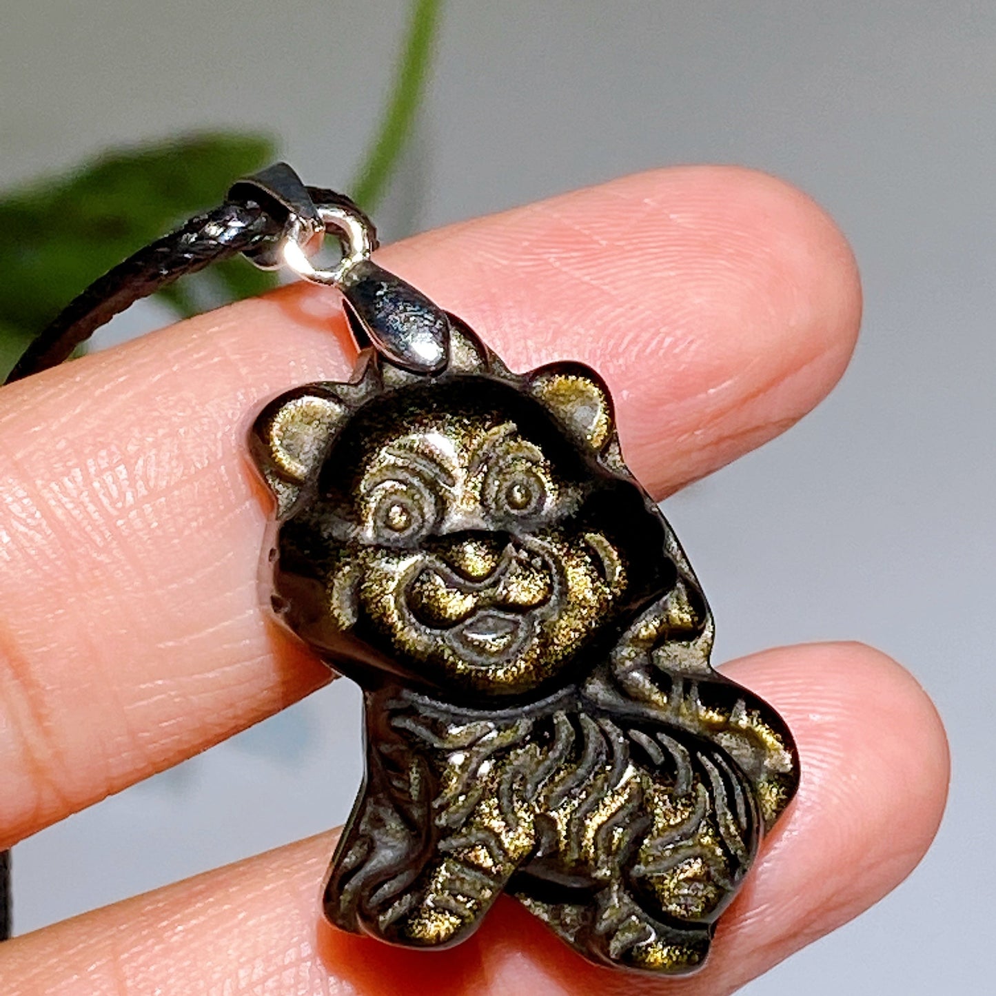 Golden Obsidian Tiger Pendant with Black Cord Crystal Healing Bulk Wholesale