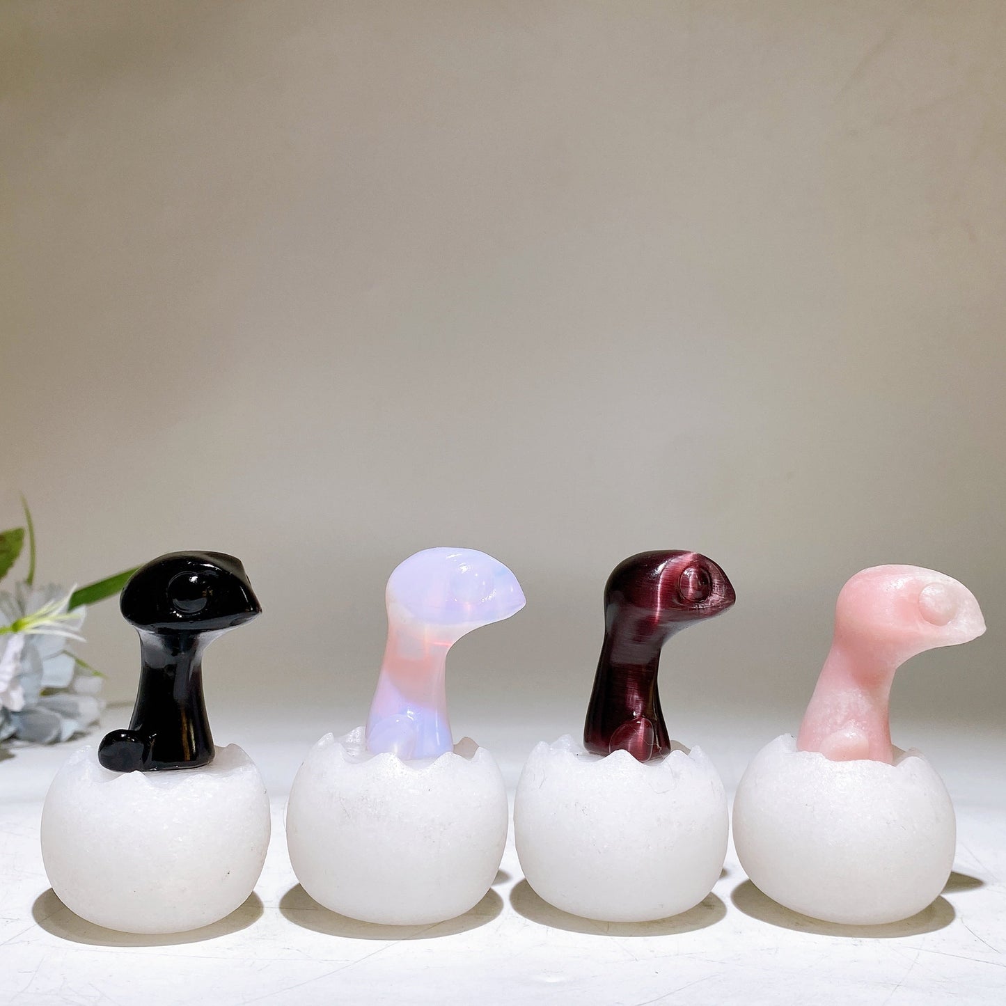 2.6" Crystal Baby Dinosaur White Jade Shell Carving Crystal Healing Bulk Wholesale