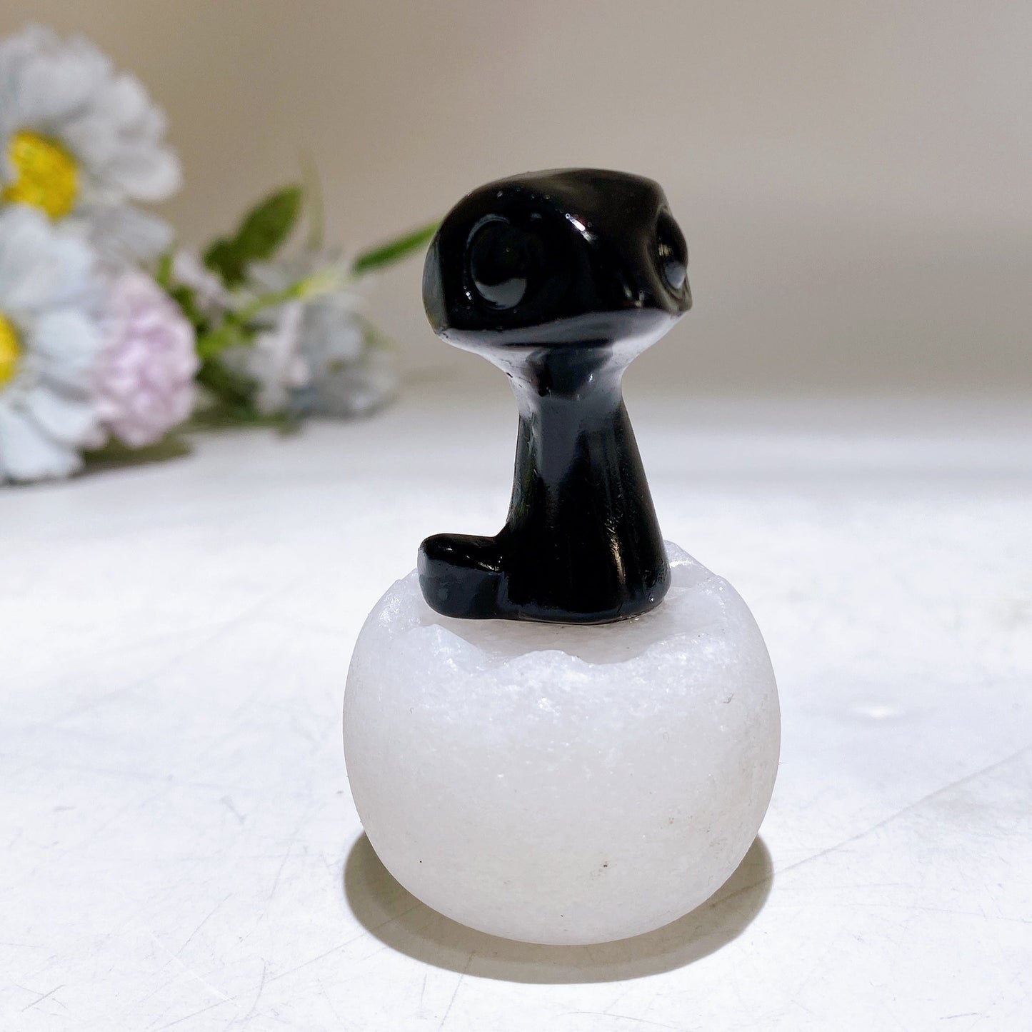 2.6" Crystal Baby Dinosaur White Jade Shell Carving Crystal Healing Bulk Wholesale