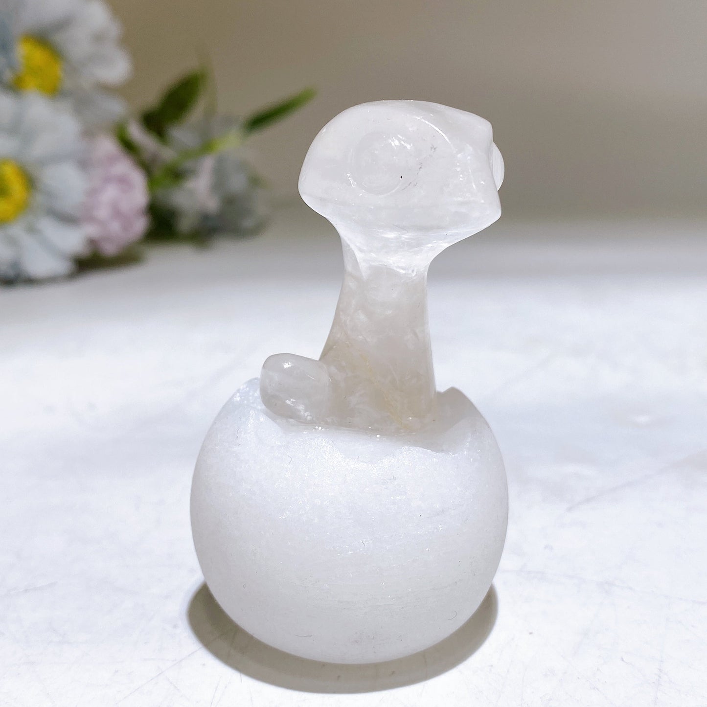 2.6" Crystal Baby Dinosaur White Jade Shell Carving Crystal Healing Bulk Wholesale