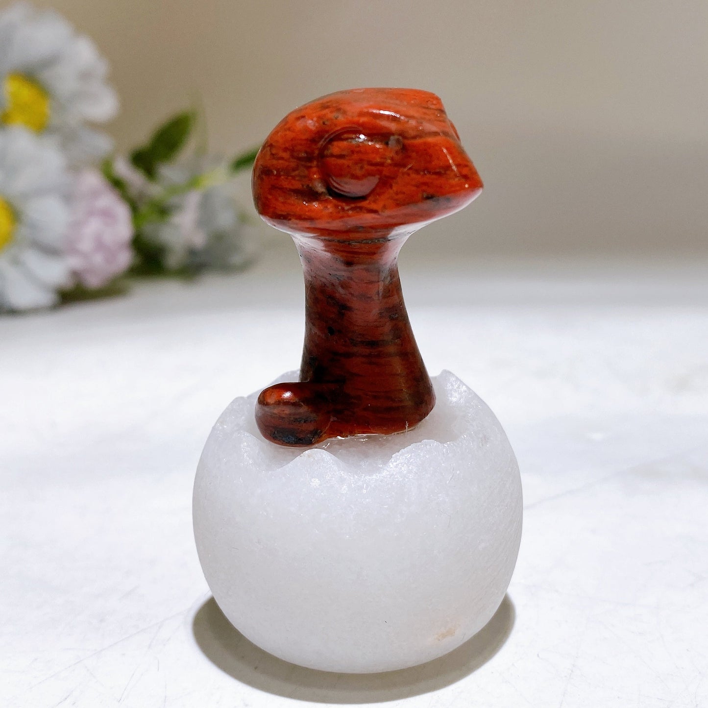 2.6" Crystal Baby Dinosaur White Jade Shell Carving Crystal Healing Bulk Wholesale