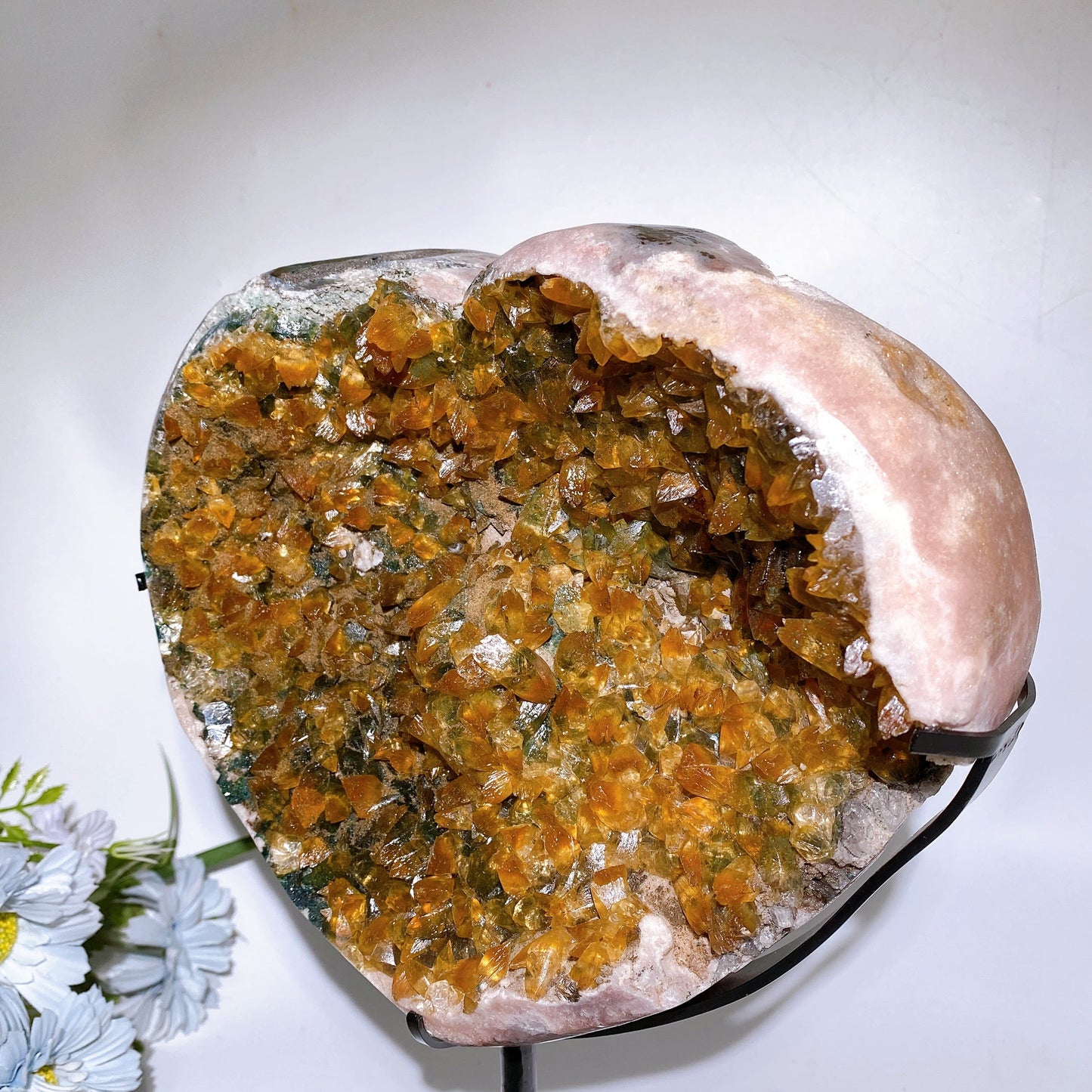 23cm Large Unique Citrine Cluster Calcite Heart Carving with Stand  Crystal Healing Bulk Wholesale