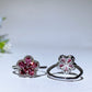Cooper Silver Plated Garnet Flower Ring Crystal Healing Bulk Wholesale