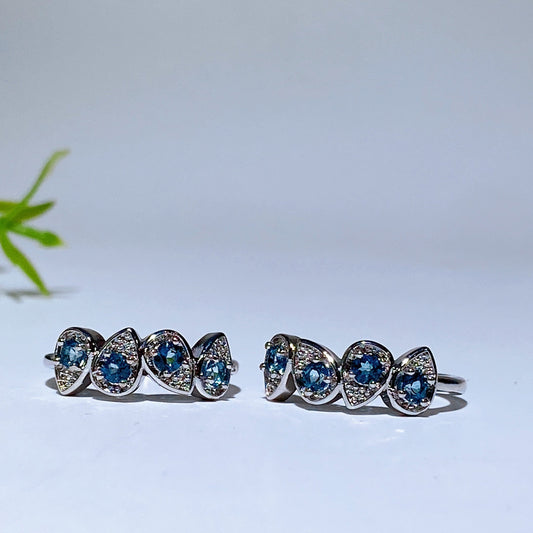 Cooper Silver Plated Blue Topaz Ring Crystal Healing Bulk Wholesale