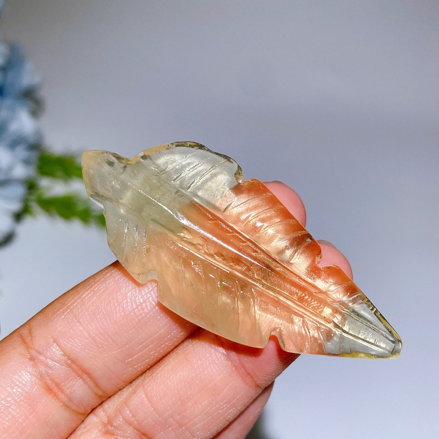 2.2"-2.4" Citrine Leaf Carving Crystal Healing Bulk Wholesale