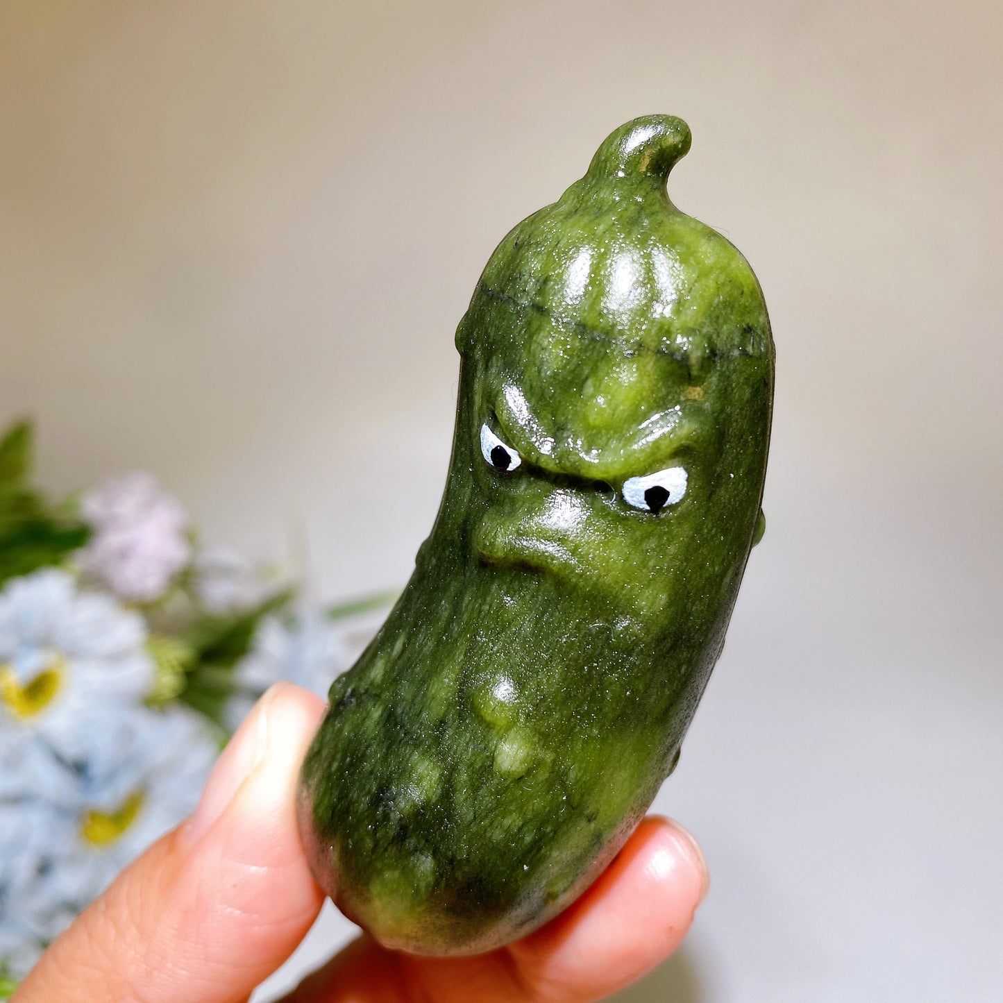 3.0" Serpentine Cucumber Vegetable Carving Crystal Healing Bulk Wholesale