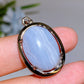 Cooper Silver Plated Blue Lace Agate Oval Pendant Crystal Healing Bulk Wholesale