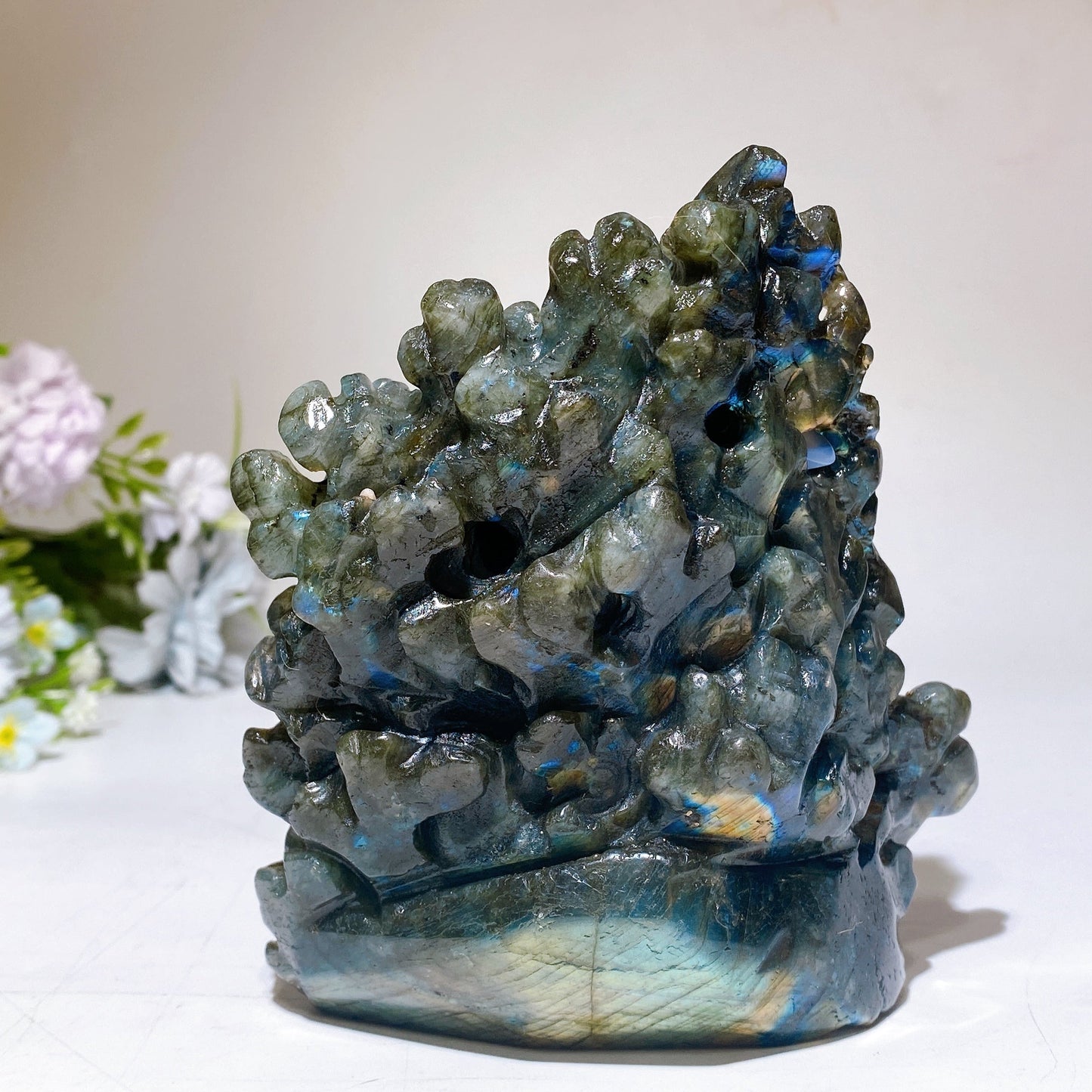 Unique Labradorite Ocean Coral Fish Carving Crystal Healing Bulk Wholesale