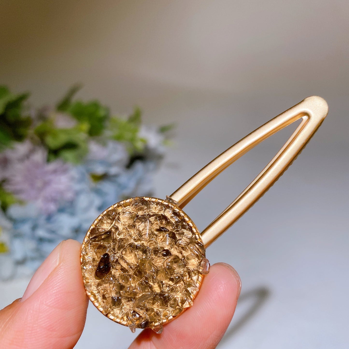 Crystal Chips Round Moon Star Heart Shape Hairpin Crystal Healing Bulk Wholesale