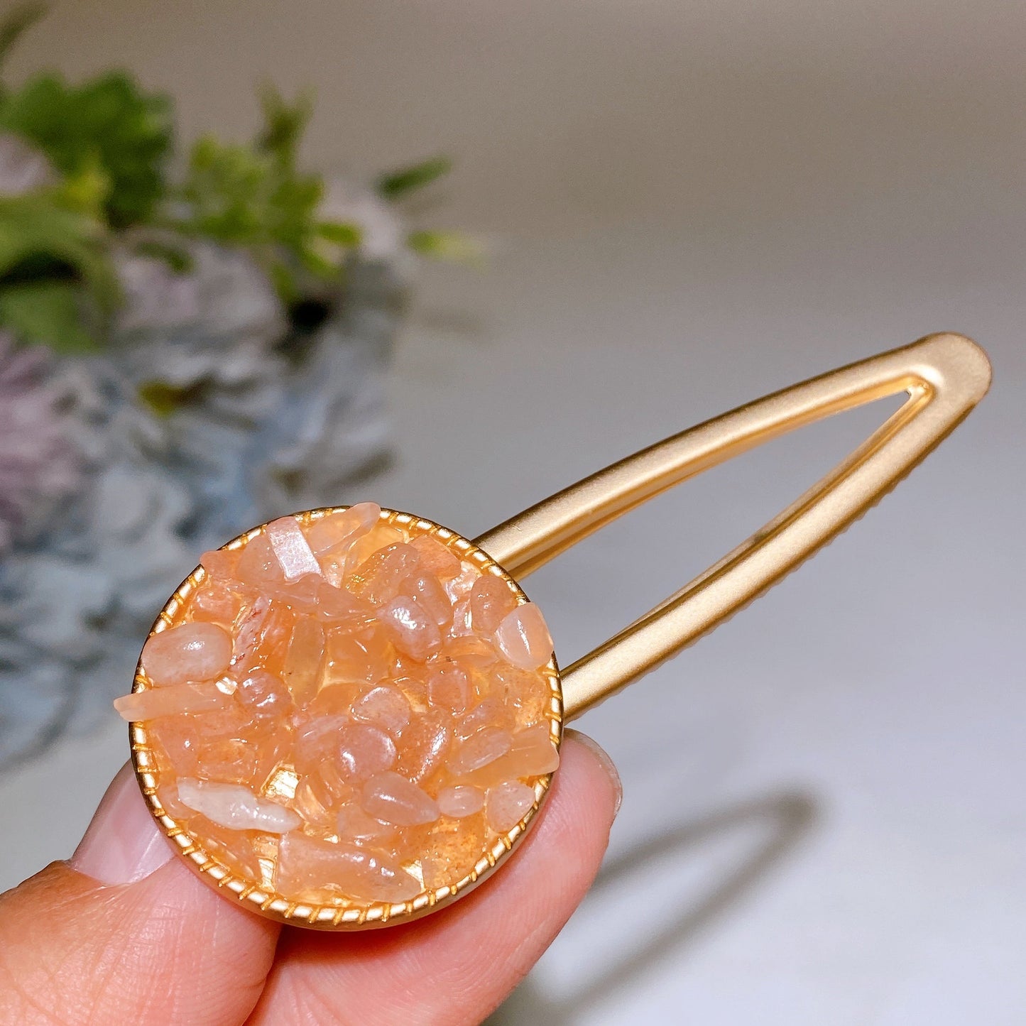Crystal Chips Round Moon Star Heart Shape Hairpin Crystal Healing Bulk Wholesale