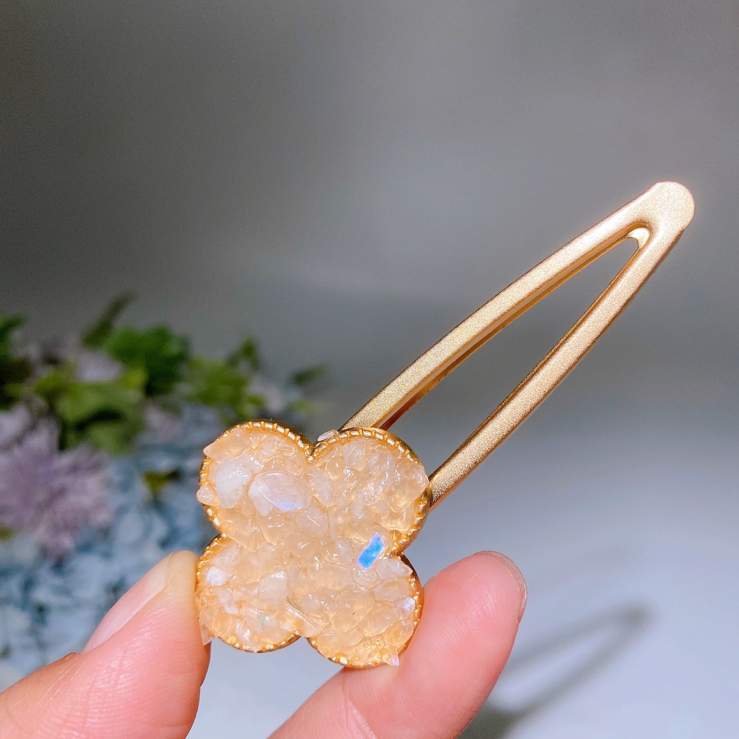 Crystal Chips Round Moon Star Heart Shape Hairpin Crystal Healing Bulk Wholesale