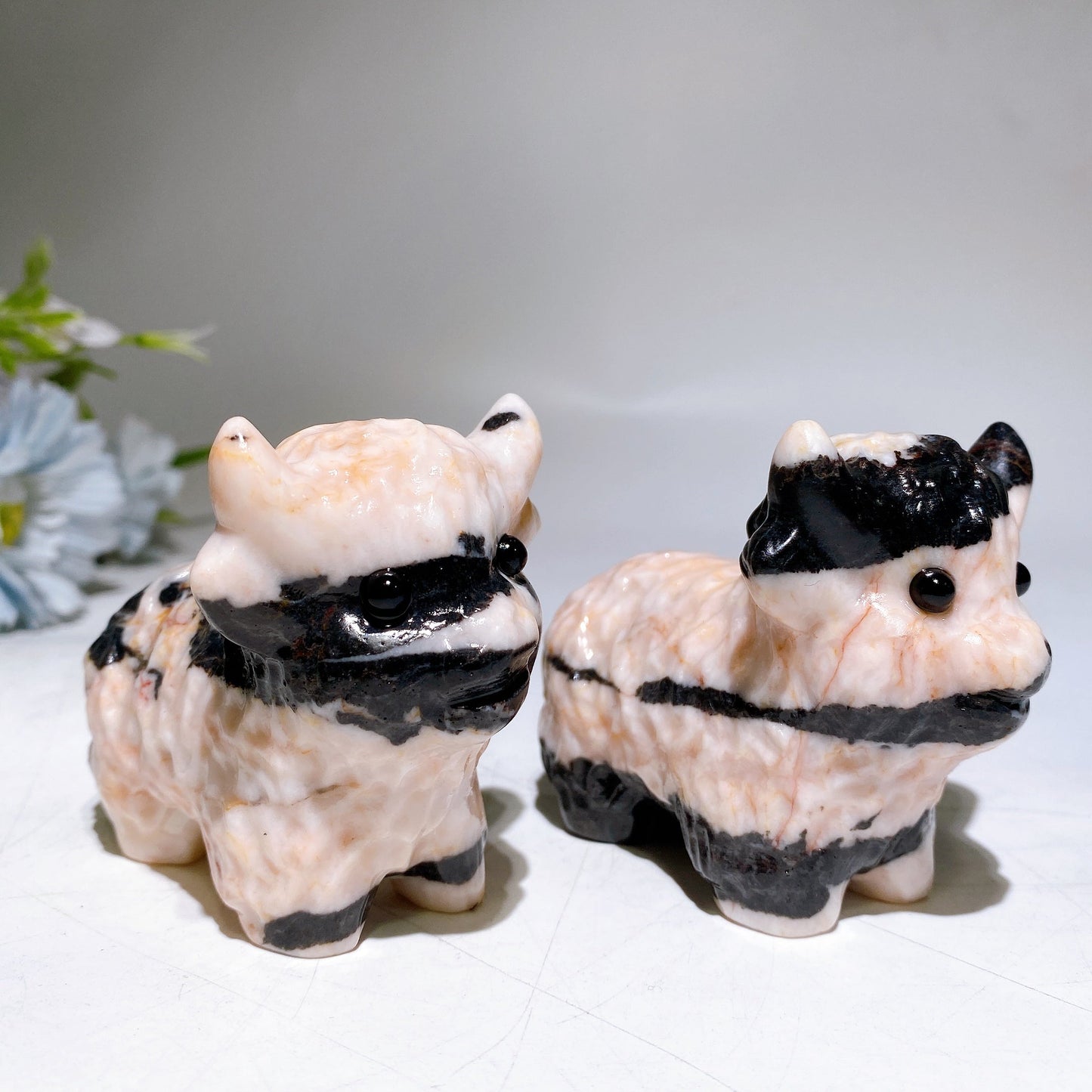 3.0" Pink Zebra Jasper Cattle Carving Crystal Healing Bulk Wholesale