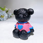 2.7" Black Obsidian Bear Carving with Painting Crystal Healing Bulk Wholesale