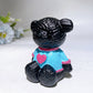 2.7" Black Obsidian Bear Carving with Painting Crystal Healing Bulk Wholesale