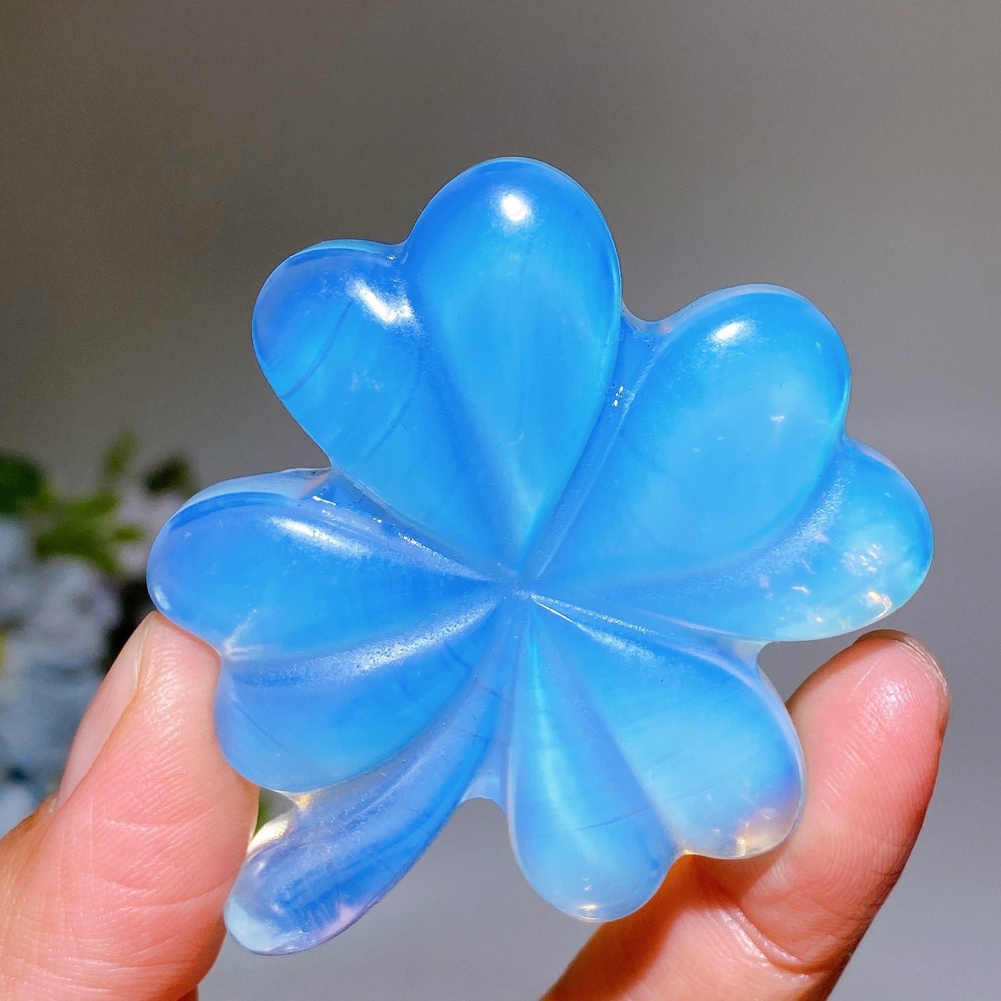 2.4" Opalite Four Leaf Clover Carving Crystal Healing Bulk Wholesale
