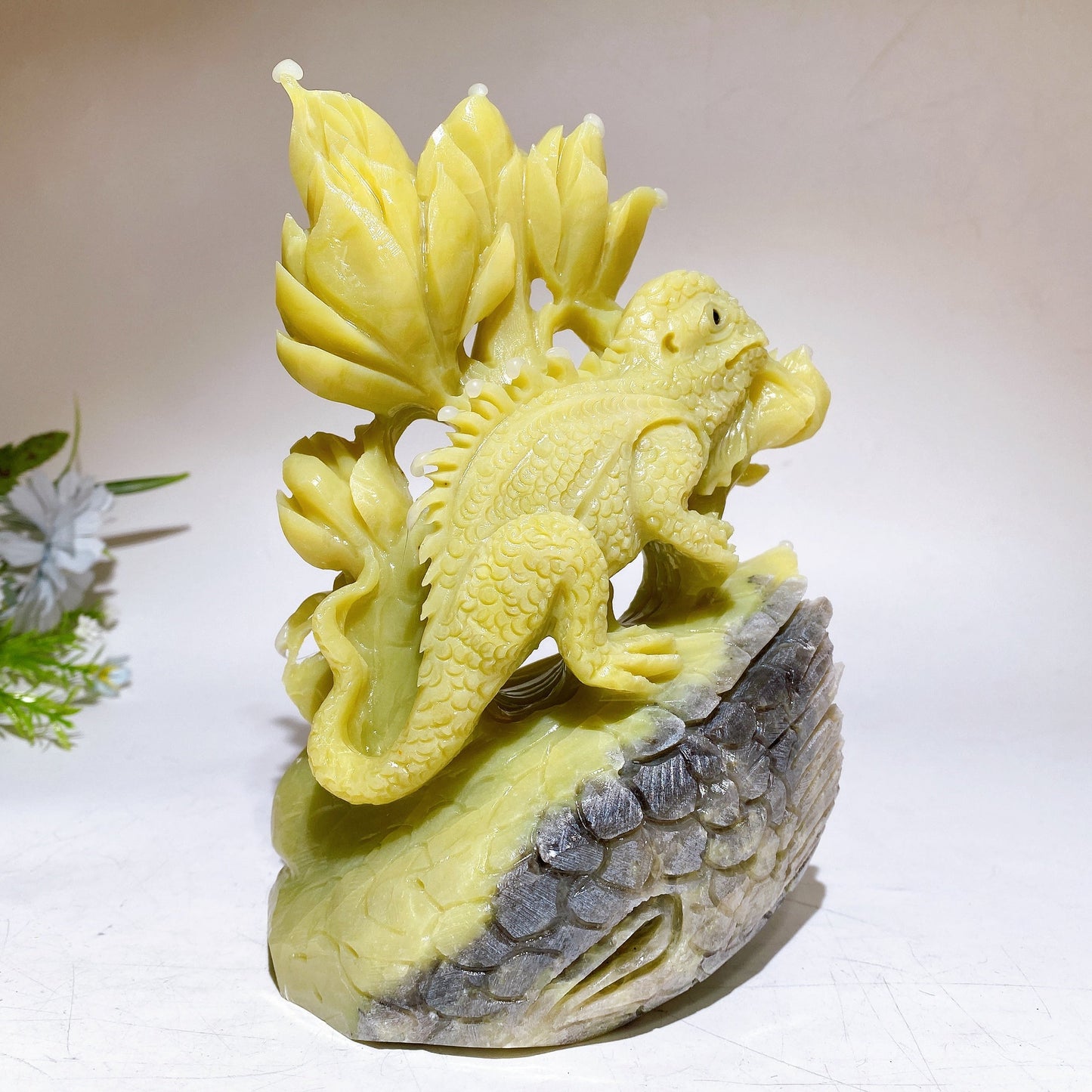 19.5cm Large Unique Chameleon Carving Crystal Healing Bulk Wholesale