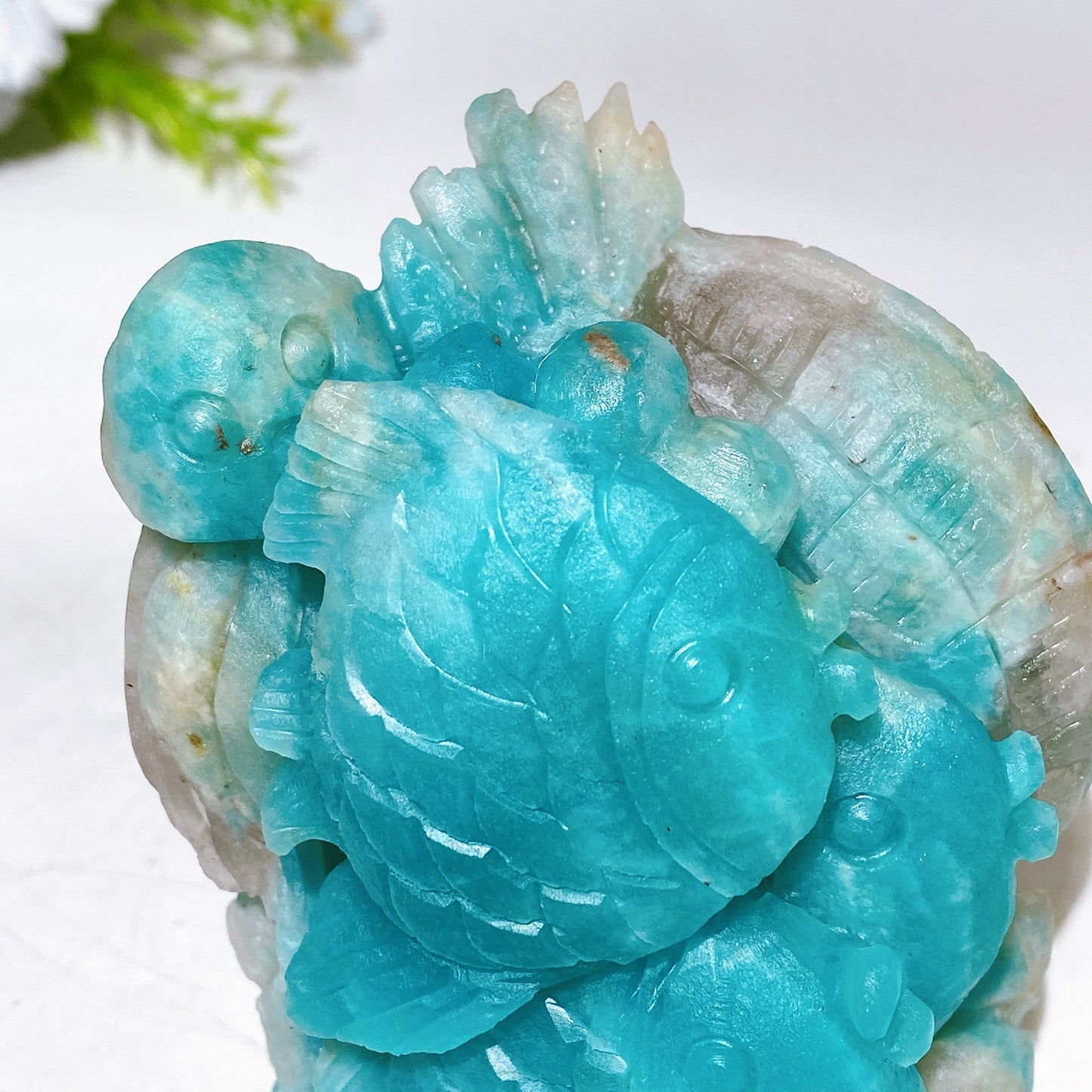 10cm Unique Sky Blue Sea World Fish Carving Crystal Healing Bulk Wholesale