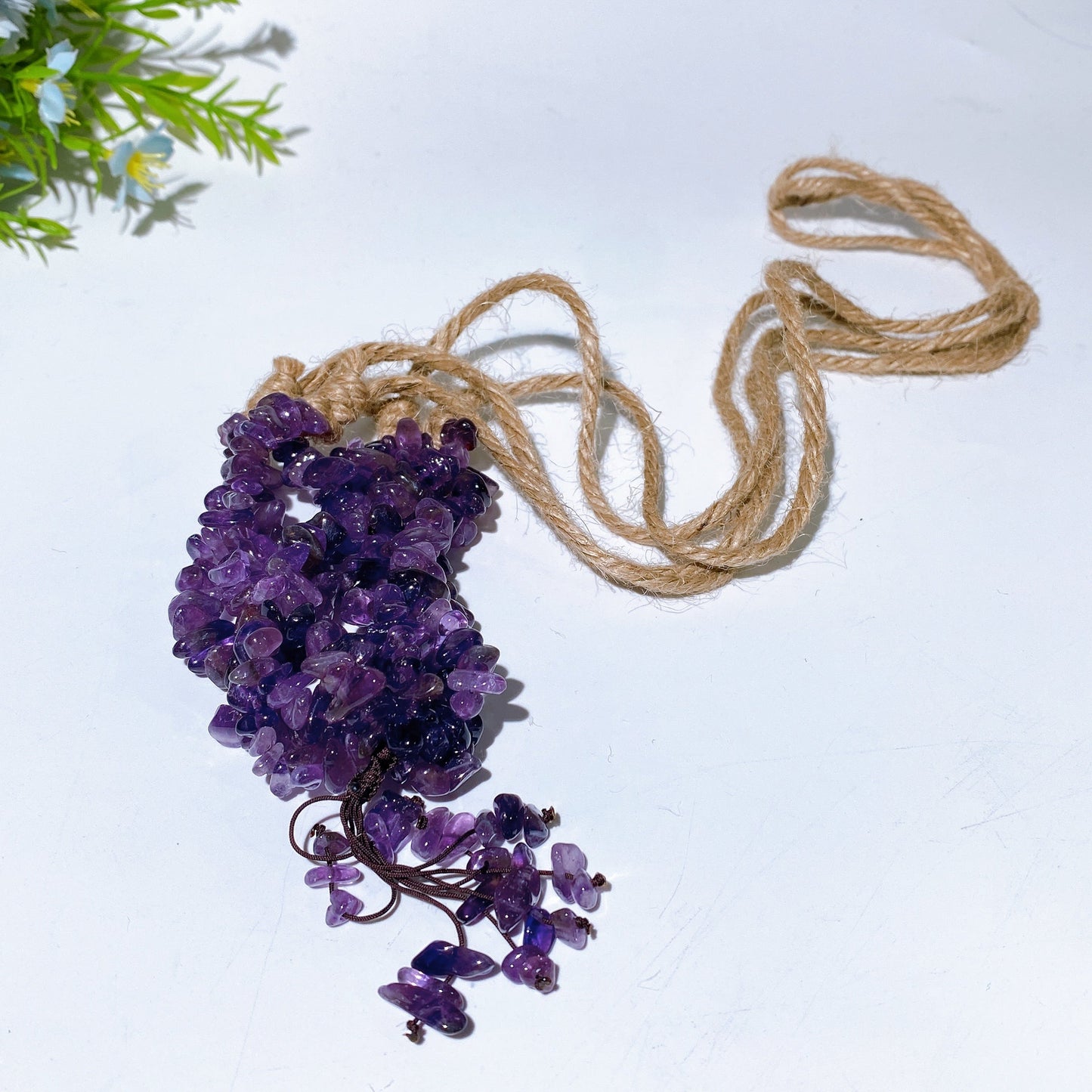 45cm Crystal Chips Web with Rope Hanging Ornament Crystal Healing Bulk Wholesale