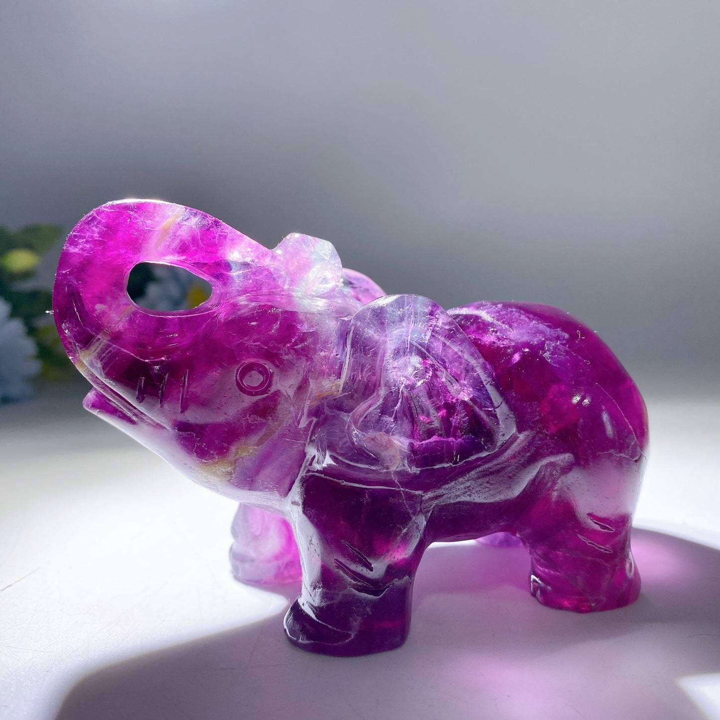 4.2" Greem Purple Yellow Fluorite Elephant Carvings Crystal Healing Bulk Wholesale