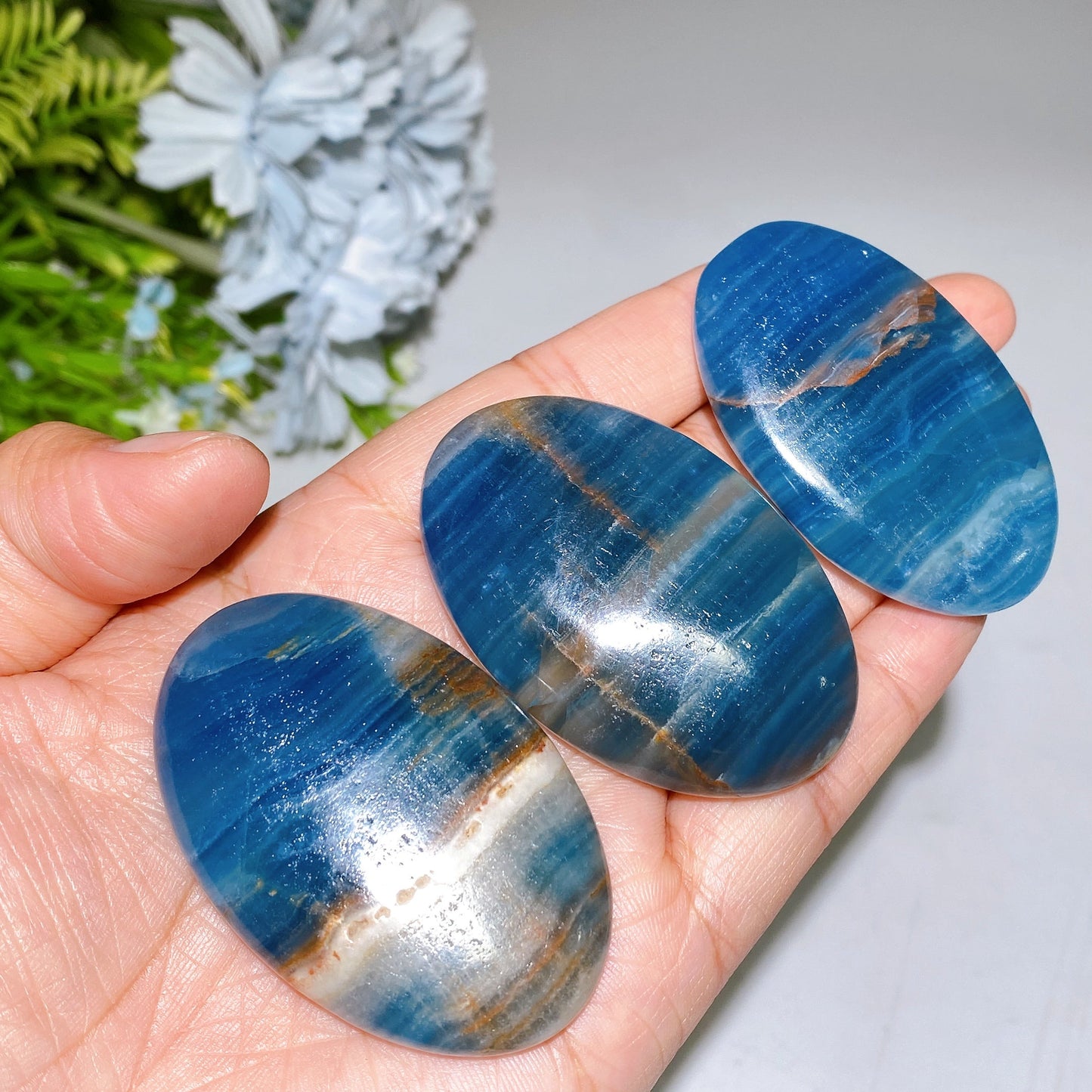 4-5.5cm Blue Onyx Heart Palm Stone Crystal Healing Bulk Wholesale
